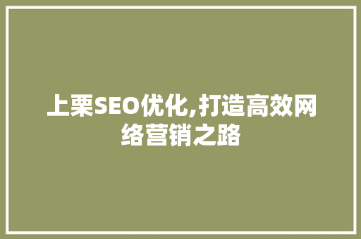 上栗SEO优化,打造高效网络营销之路