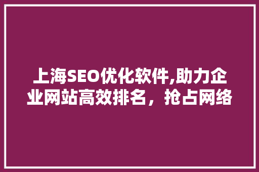 上海SEO优化软件,助力企业网站高效排名，抢占网络市场先机