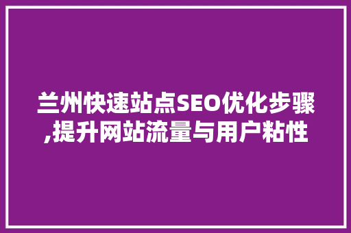 兰州快速站点SEO优化步骤,提升网站流量与用户粘性