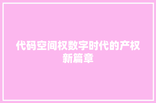 代码空间权数字时代的产权新篇章  第1张