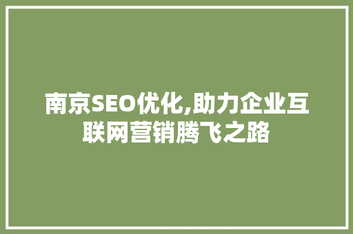 南京SEO优化,助力企业互联网营销腾飞之路