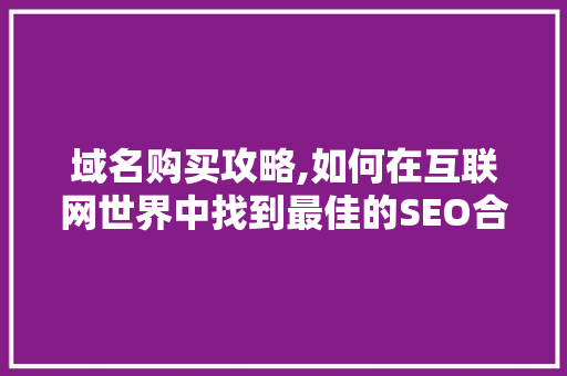 域名购买攻略,如何在互联网世界中找到最佳的SEO合作伙伴