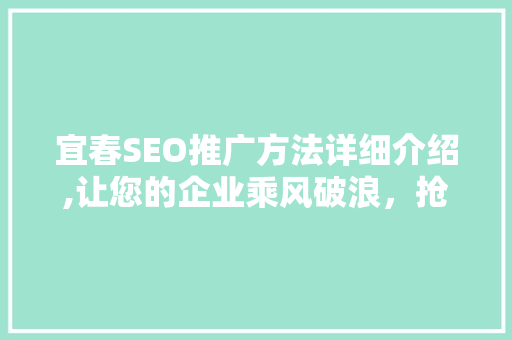 宜春SEO推广方法详细介绍,让您的企业乘风破浪，抢占市场先机