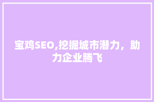 宝鸡SEO,挖掘城市潜力，助力企业腾飞