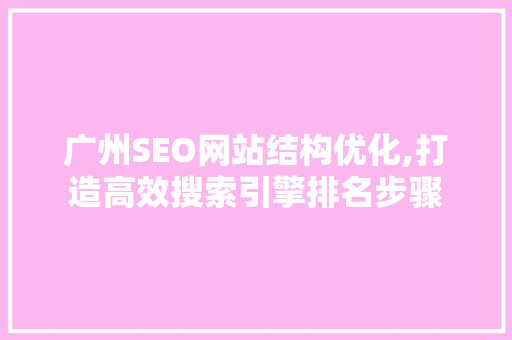 广州SEO网站结构优化,打造高效搜索引擎排名步骤