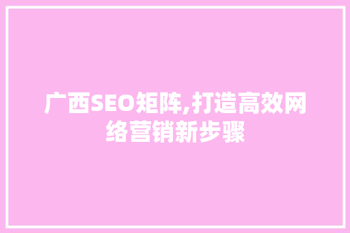 广西SEO矩阵,打造高效网络营销新步骤