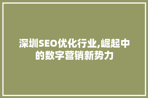 深圳SEO优化行业,崛起中的数字营销新势力