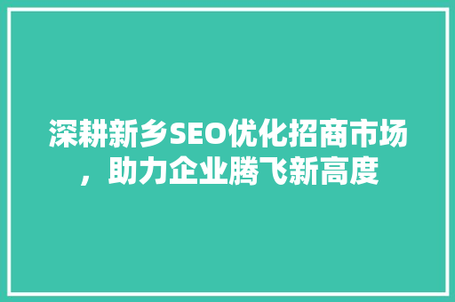 深耕新乡SEO优化招商市场，助力企业腾飞新高度