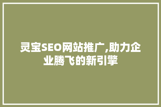 灵宝SEO网站推广,助力企业腾飞的新引擎  第1张