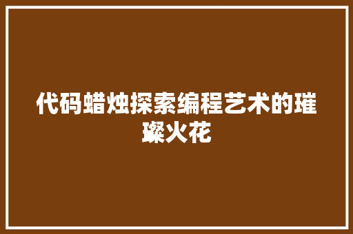 代码蜡烛探索编程艺术的璀璨火花  第1张