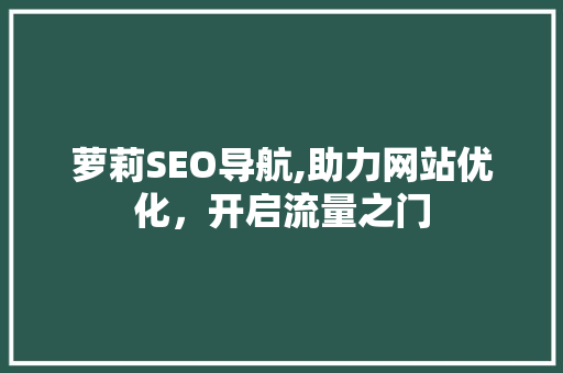 萝莉SEO导航,助力网站优化，开启流量之门
