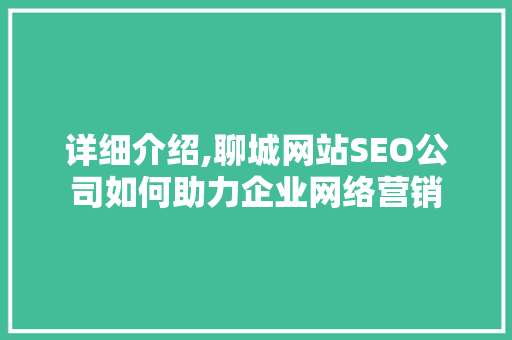 详细介绍,聊城网站SEO公司如何助力企业网络营销