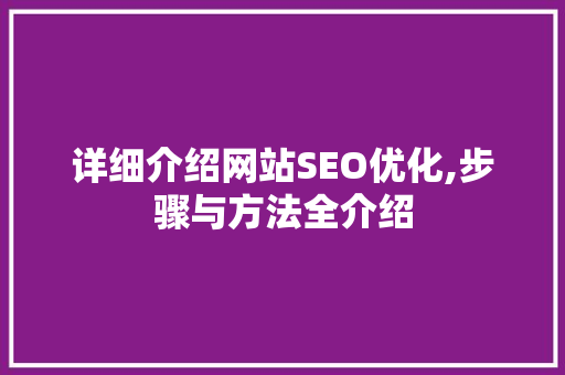 详细介绍网站SEO优化,步骤与方法全介绍