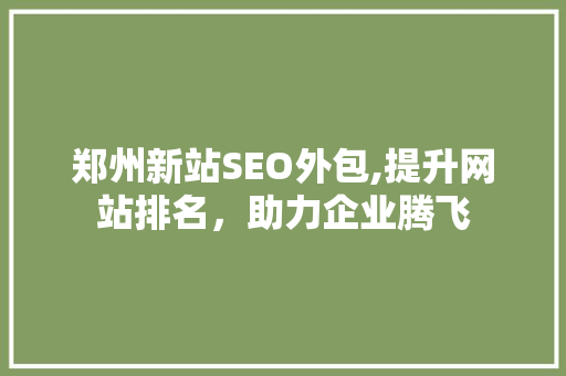 郑州新站SEO外包,提升网站排名，助力企业腾飞  第1张
