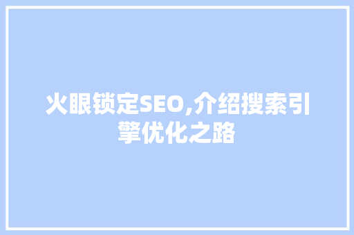 火眼锁定SEO,介绍搜索引擎优化之路