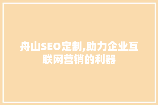 舟山SEO定制,助力企业互联网营销的利器