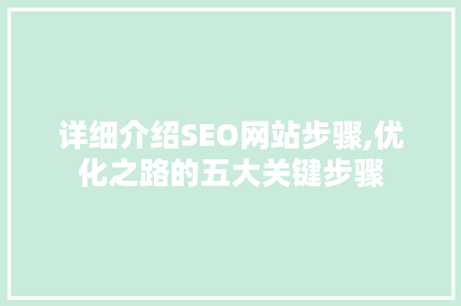 详细介绍SEO网站步骤,优化之路的五大关键步骤