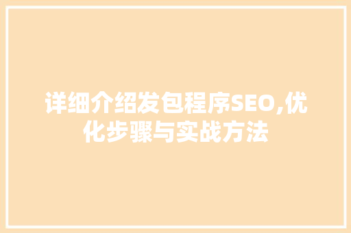 详细介绍发包程序SEO,优化步骤与实战方法