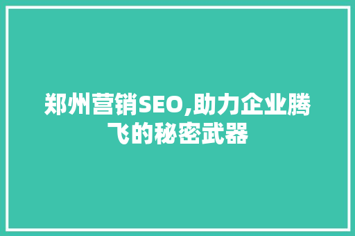 郑州营销SEO,助力企业腾飞的秘密武器