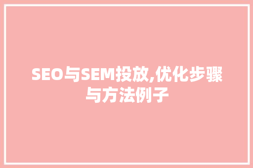SEO与SEM投放,优化步骤与方法例子