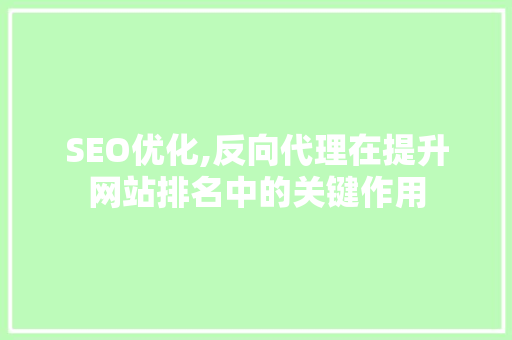 SEO优化,反向代理在提升网站排名中的关键作用