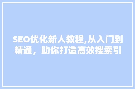 SEO优化新人教程,从入门到精通，助你打造高效搜索引擎排名