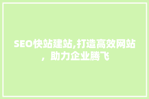 SEO快站建站,打造高效网站，助力企业腾飞