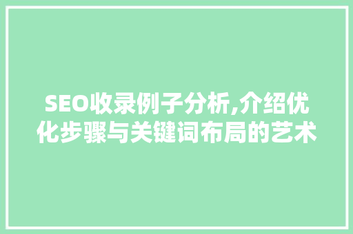 SEO收录例子分析,介绍优化步骤与关键词布局的艺术