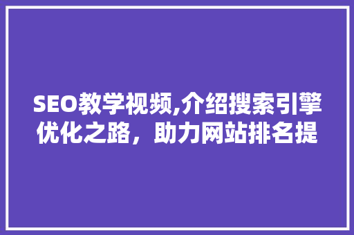 SEO教学视频,介绍搜索引擎优化之路，助力网站排名提升