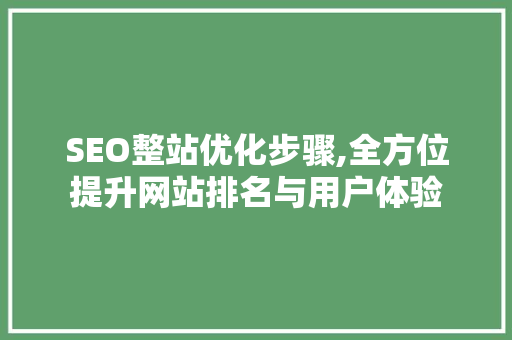 SEO整站优化步骤,全方位提升网站排名与用户体验