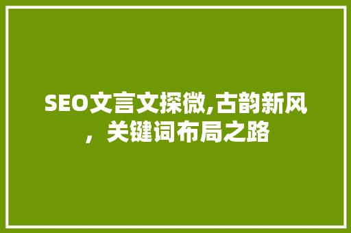 SEO文言文探微,古韵新风，关键词布局之路