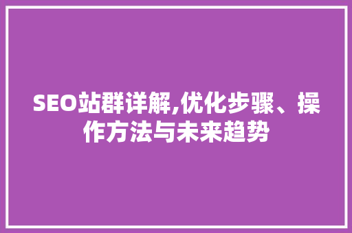 SEO站群详解,优化步骤、操作方法与未来趋势