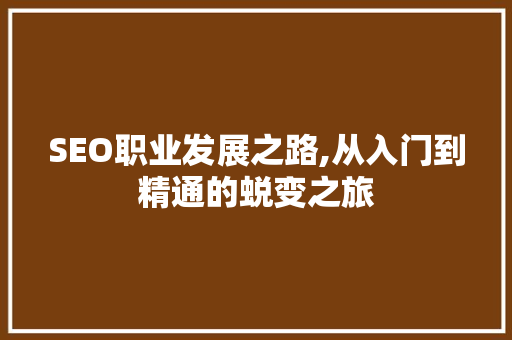 SEO职业发展之路,从入门到精通的蜕变之旅