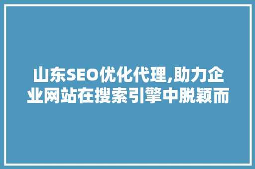 山东SEO优化代理,助力企业网站在搜索引擎中脱颖而出