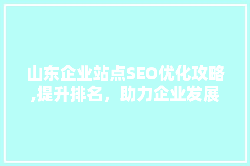 山东企业站点SEO优化攻略,提升排名，助力企业发展