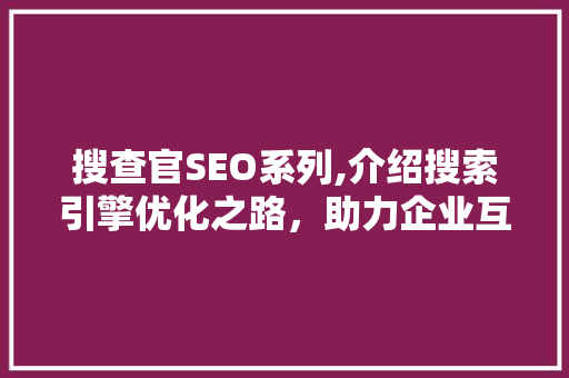 搜查官SEO系列,介绍搜索引擎优化之路，助力企业互联网营销
