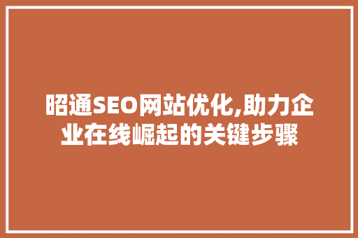 昭通SEO网站优化,助力企业在线崛起的关键步骤