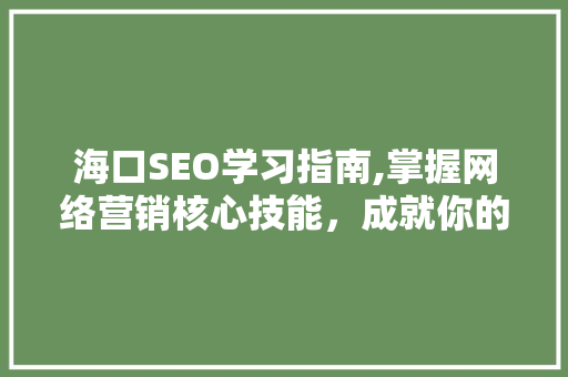 海口SEO学习指南,掌握网络营销核心技能，成就你的互联网梦想