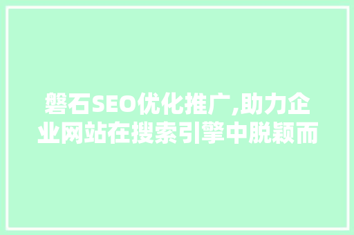 磐石SEO优化推广,助力企业网站在搜索引擎中脱颖而出