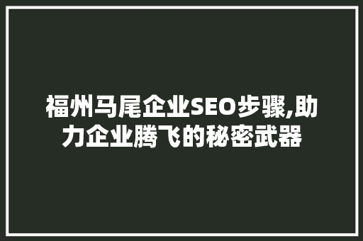 福州马尾企业SEO步骤,助力企业腾飞的秘密武器