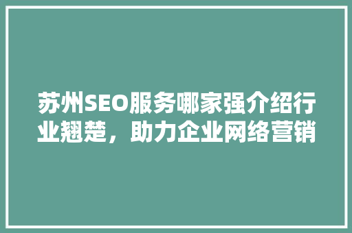苏州SEO服务哪家强介绍行业翘楚，助力企业网络营销腾飞