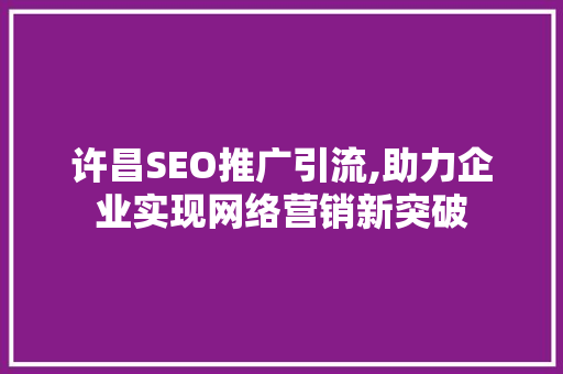 许昌SEO推广引流,助力企业实现网络营销新突破
