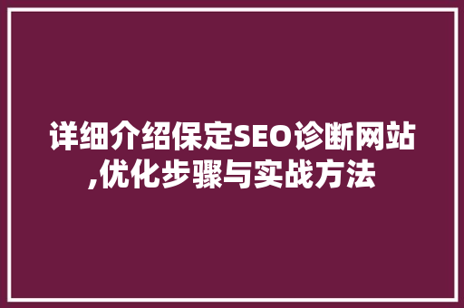 详细介绍保定SEO诊断网站,优化步骤与实战方法