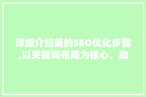 详细介绍美的SEO优化步骤,以关键词布局为核心，助力品牌腾飞