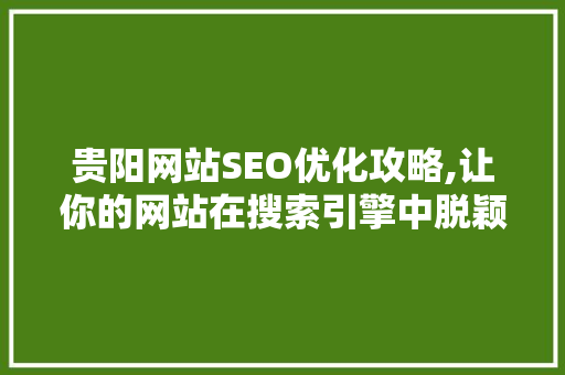 贵阳网站SEO优化攻略,让你的网站在搜索引擎中脱颖而出