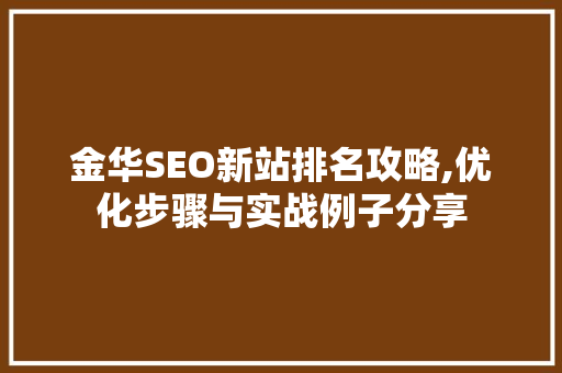 金华SEO新站排名攻略,优化步骤与实战例子分享