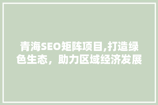 青海SEO矩阵项目,打造绿色生态，助力区域经济发展