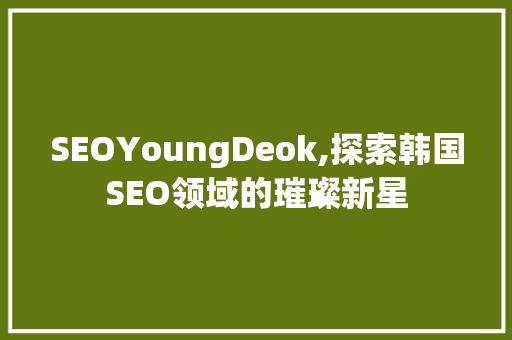 SEOYoungDeok,探索韩国SEO领域的璀璨新星