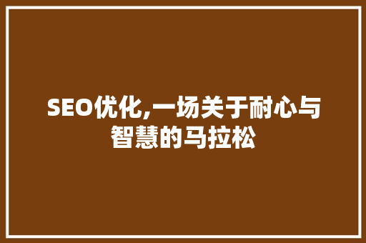 SEO优化,一场关于耐心与智慧的马拉松
