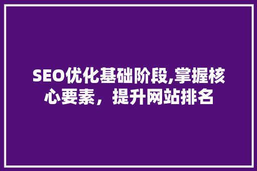 SEO优化基础阶段,掌握核心要素，提升网站排名